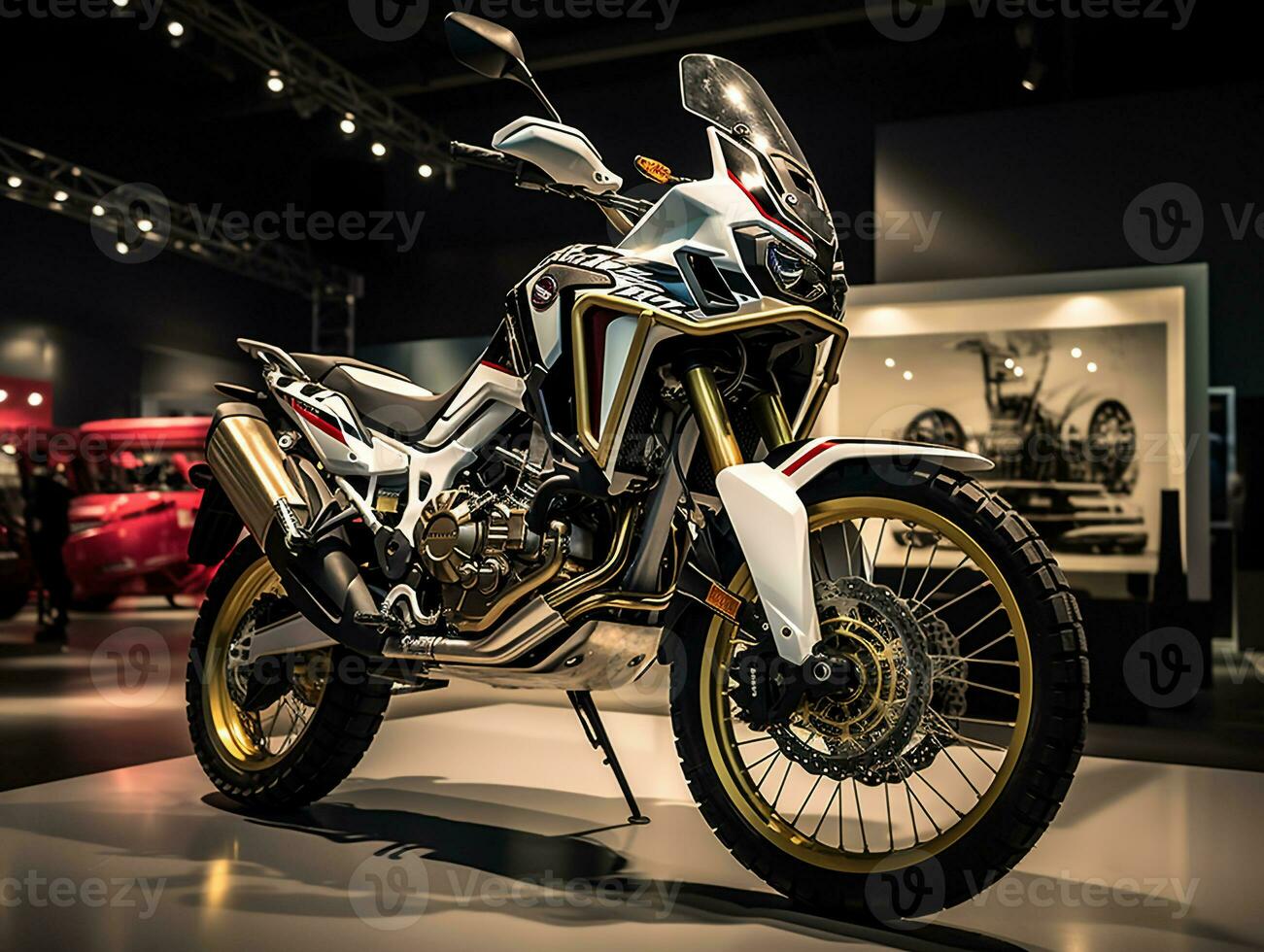 Honda Africa Twin exhibition. Generative AI photo