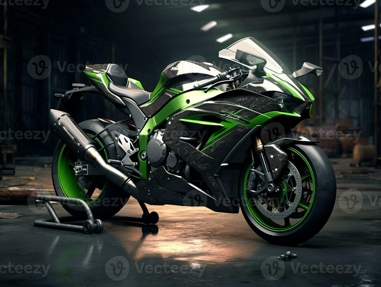 Kawasaki Ninja ZX-10R exhibition. Generative AI photo