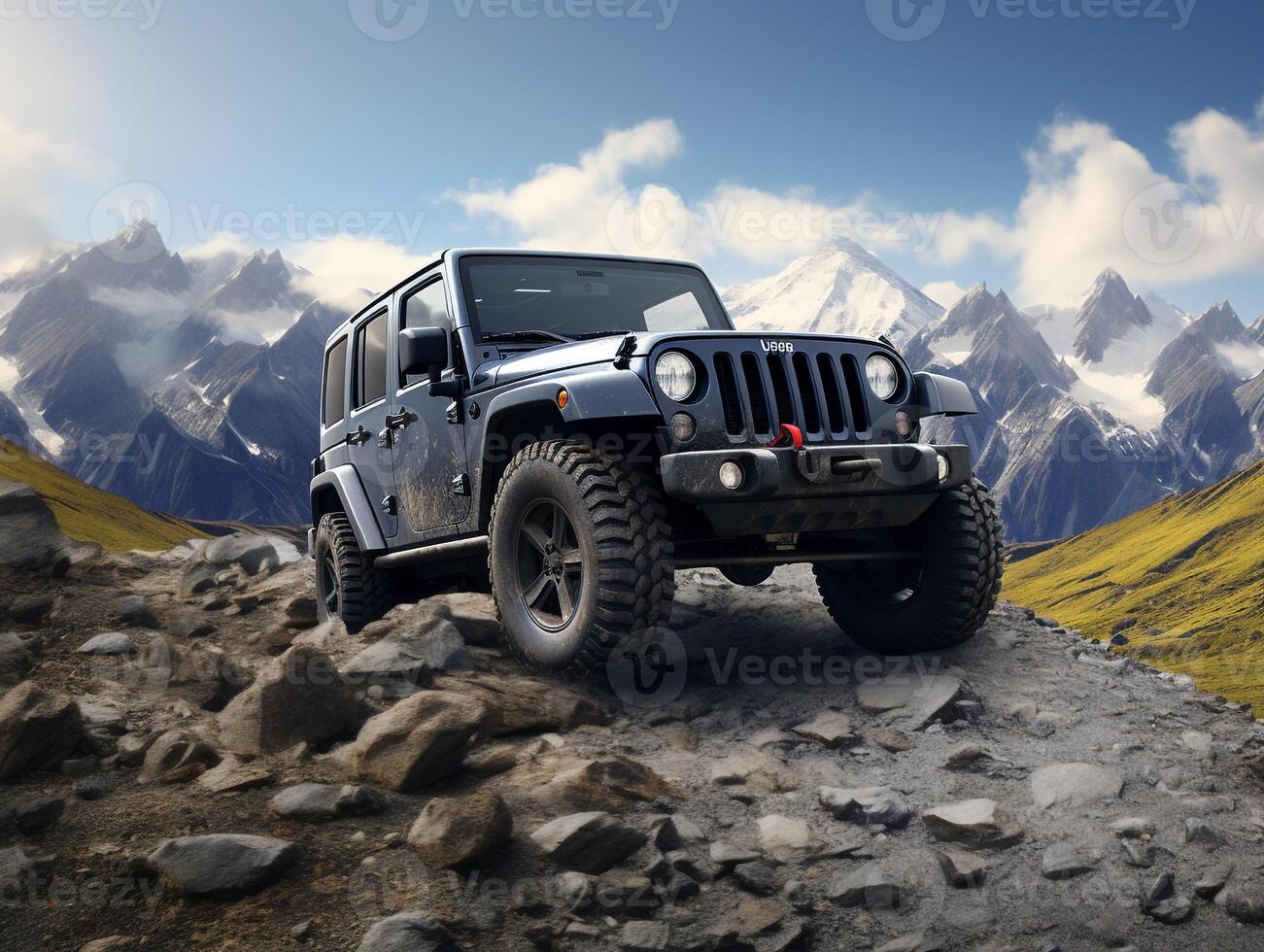 Jeep Wrangler exhibition. Generative AI photo