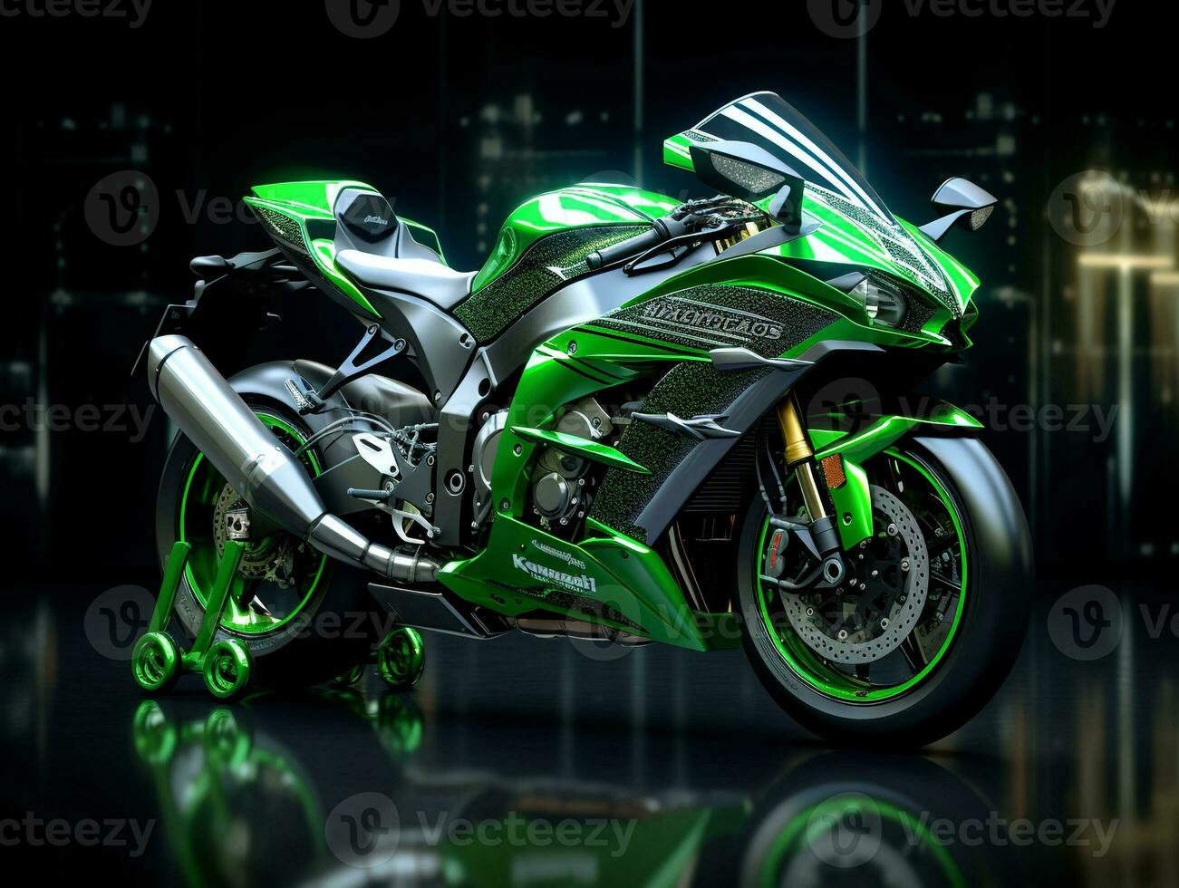 Kawasaki Ninja ZX-10R exhibition. Generative AI photo