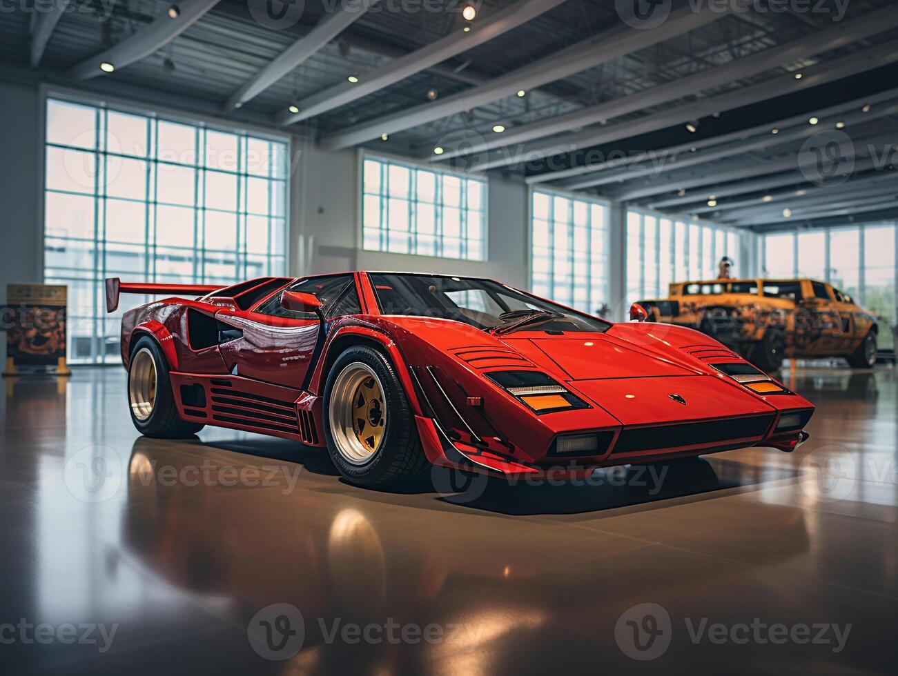 Lamborghini Countach exhibition. Generative AI photo