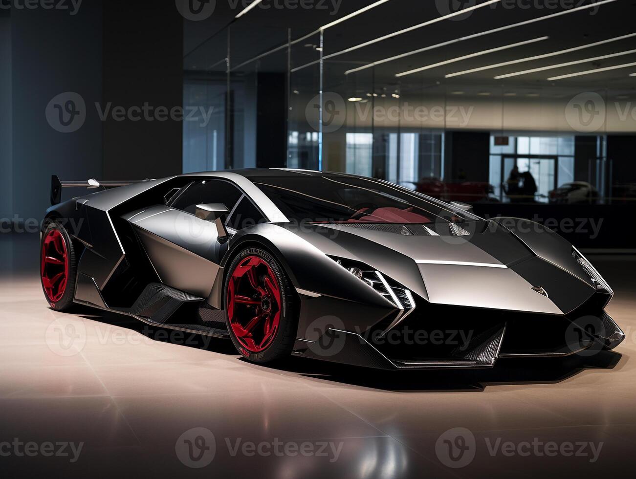 Lamborghini Sesto Elemento exhibition. Generative AI photo