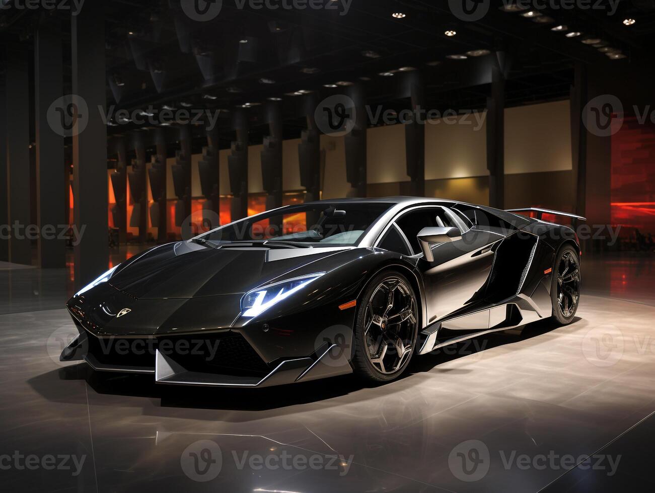 Lamborghini Reventon exhibition. Generative AI photo