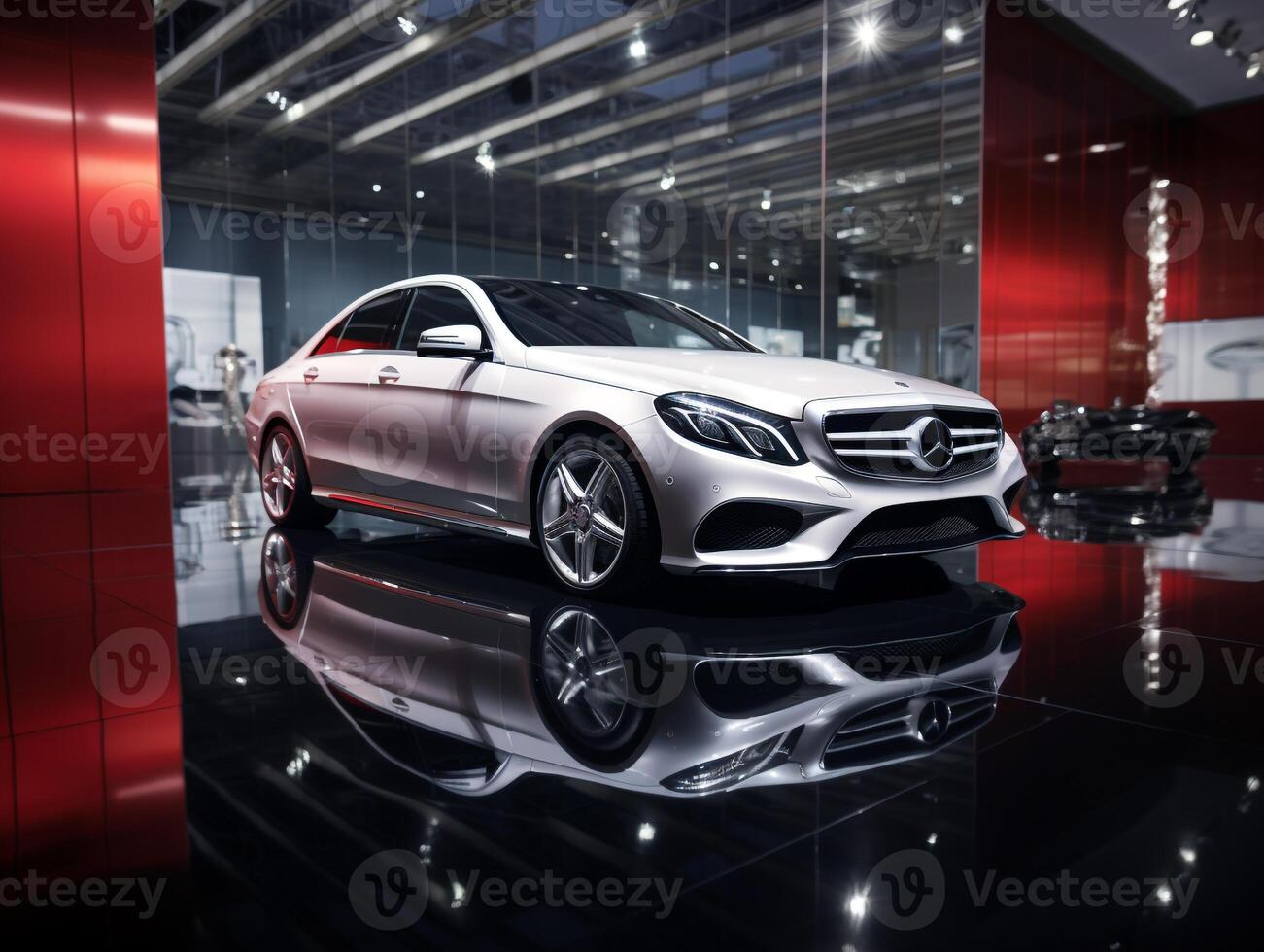 Mercedes-Benz E-Class exhibition. Generative AI photo