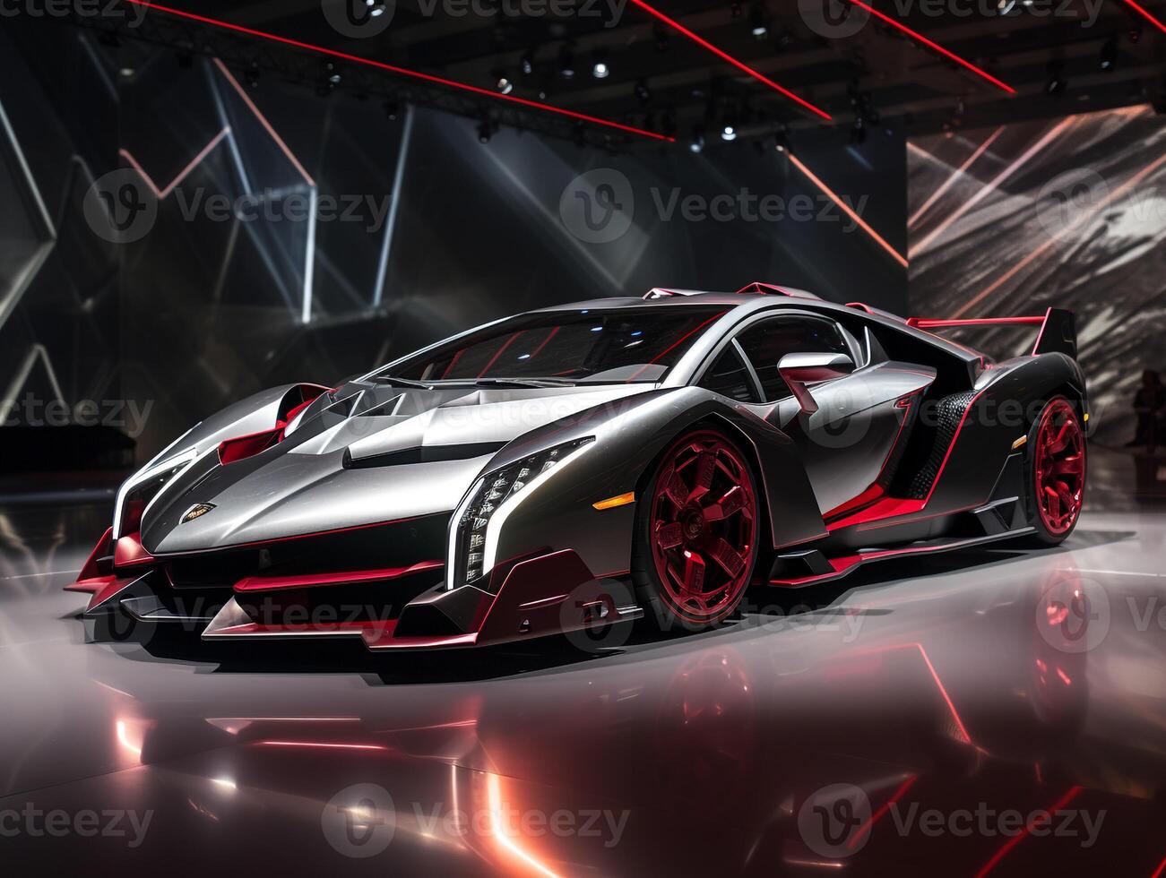 Lamborghini Veneno exhibition. Generative AI photo