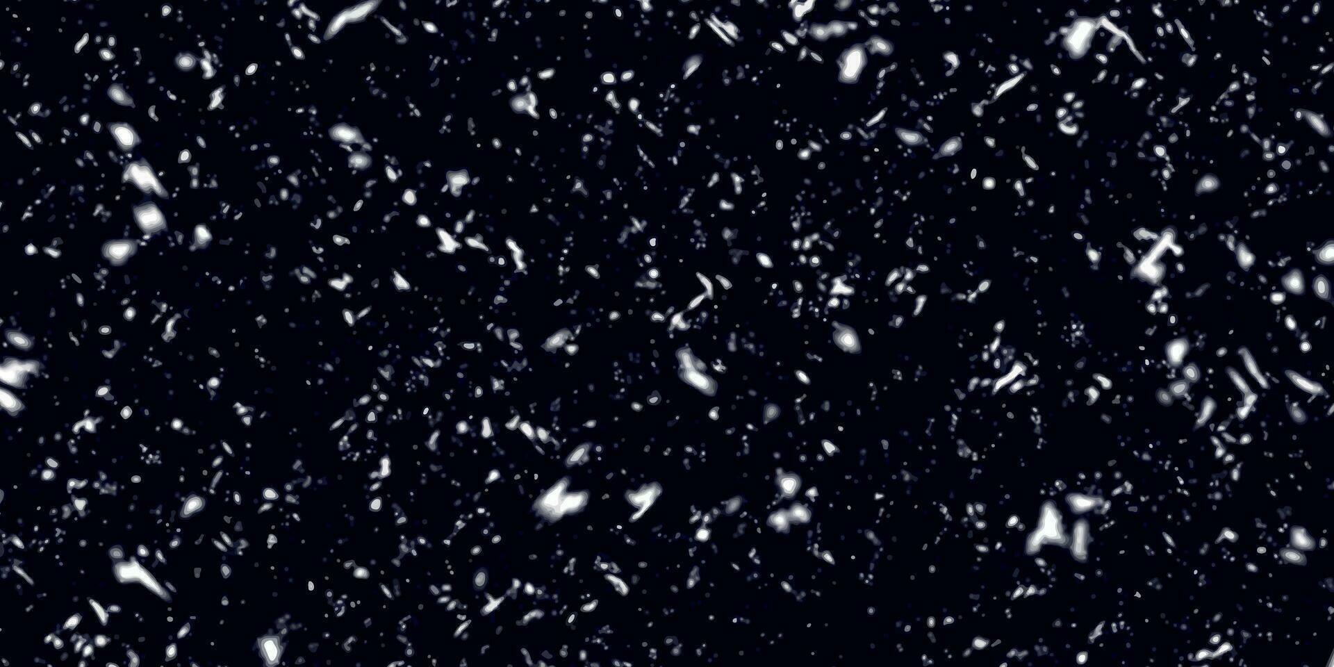 Realistic Falling Snow or Snowflakes. Bokeh Lights on Black Background, Flying Snowflakes in the Air. Many Snowflakes in Flying in the Air. Winter Night Snowfall and Blizzard of Snow At. vector