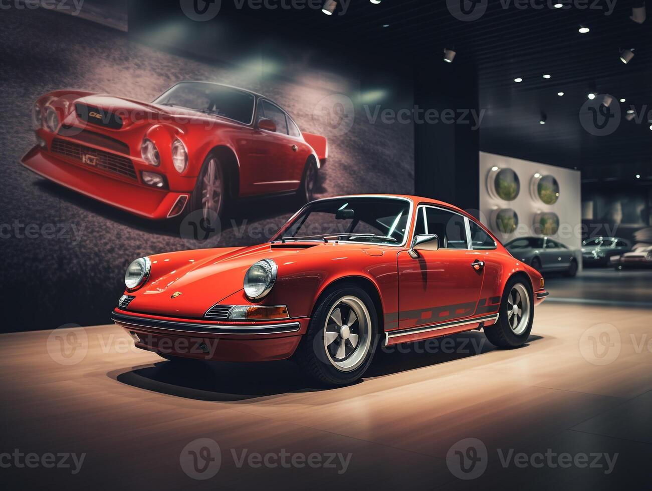 Porsche 911 exhibición. generativo ai foto