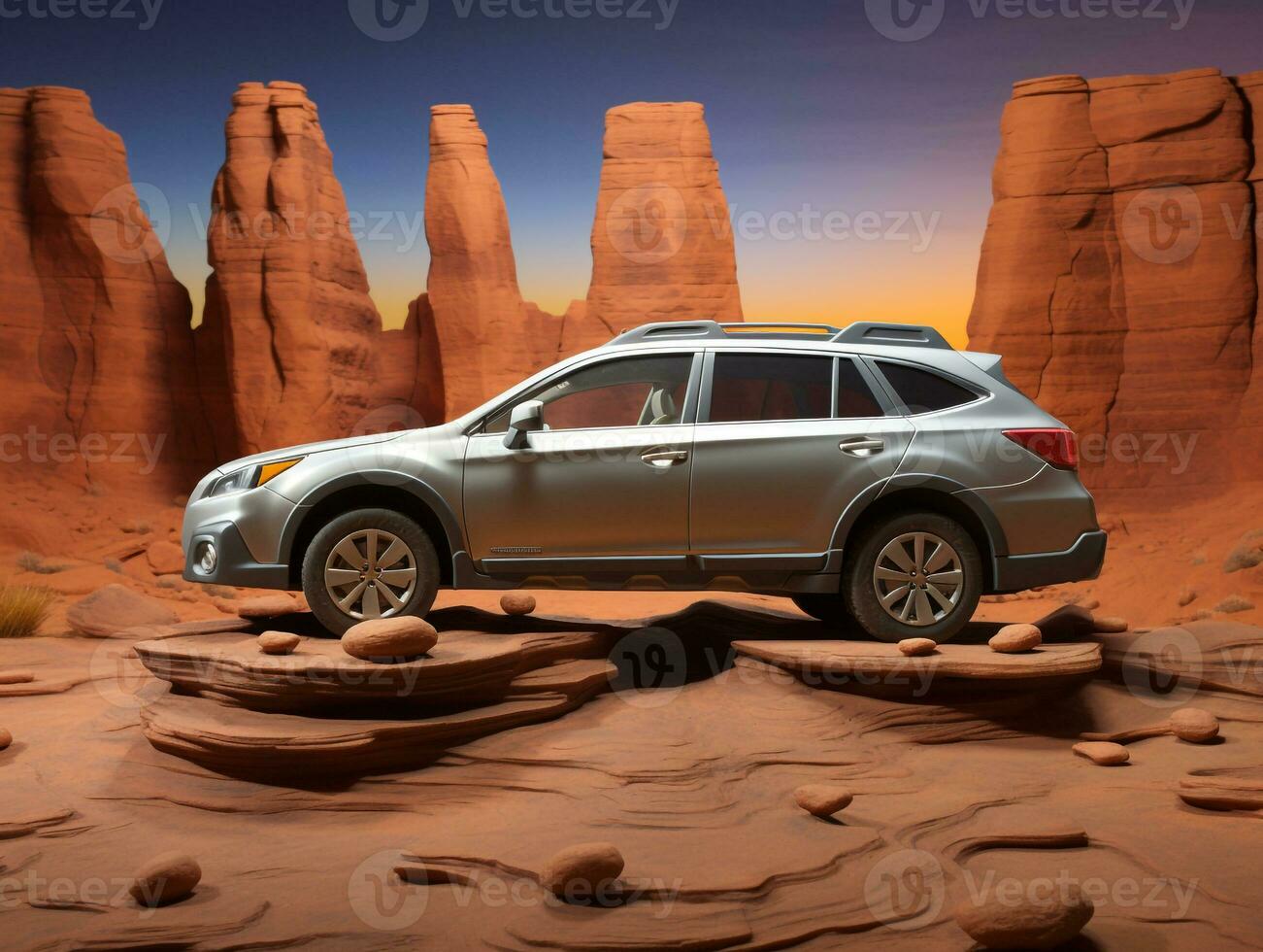 Subaru Outback exhibition. Generative AI photo