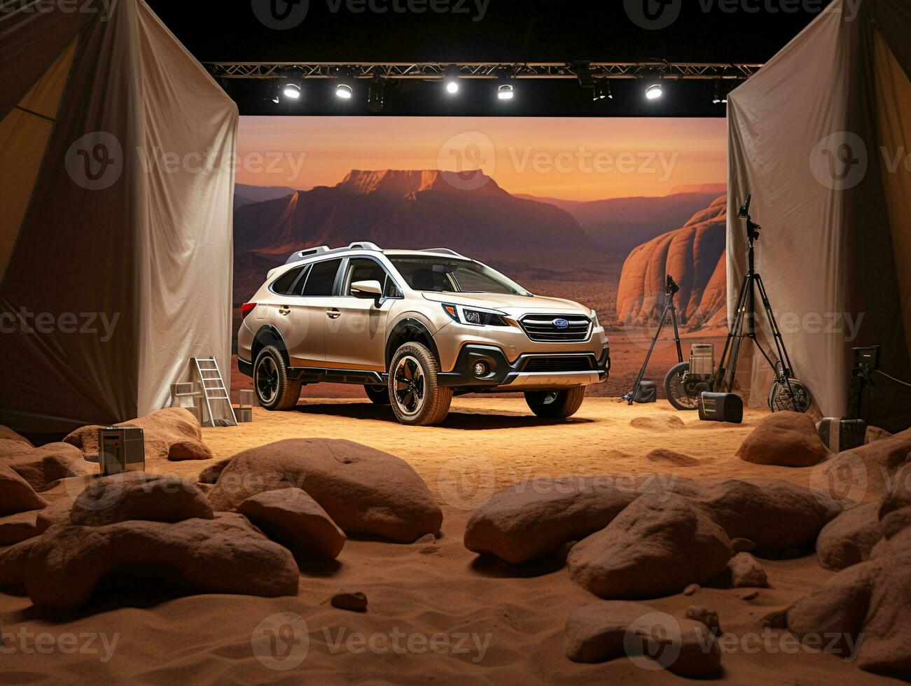 Subaru Outback exhibition. Generative AI photo