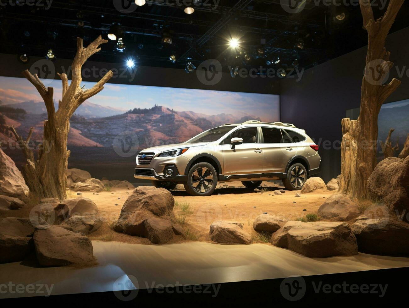 Subaru Outback exhibition. Generative AI photo
