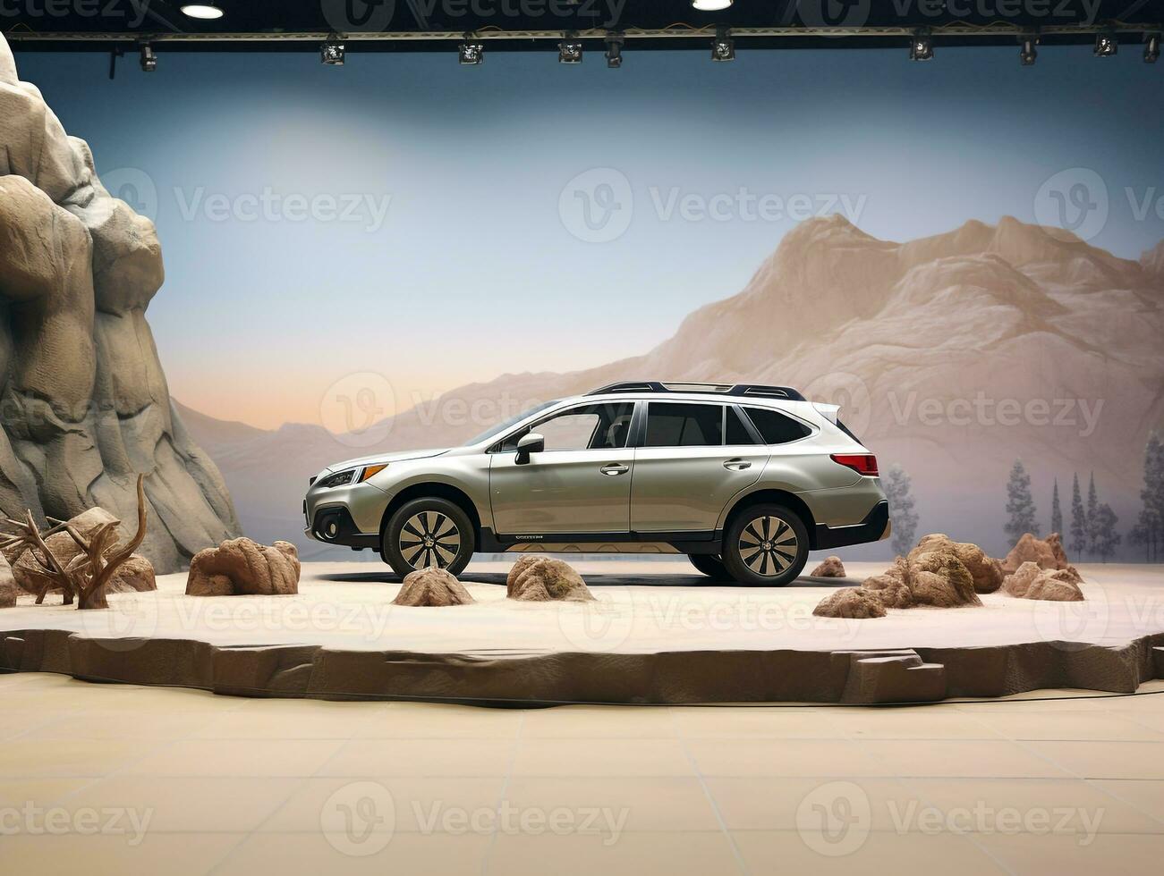 Subaru Outback exhibition. Generative AI photo