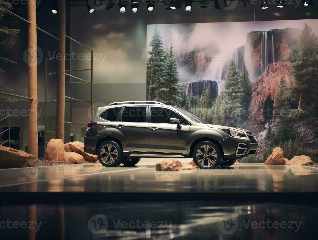 Subaru Forester exhibition. Generative AI photo