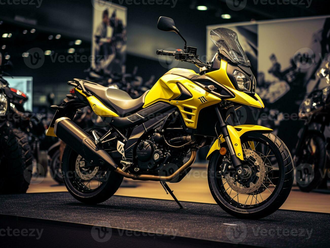 Suzuki V-Strom 650 exhibition. Generative AI photo