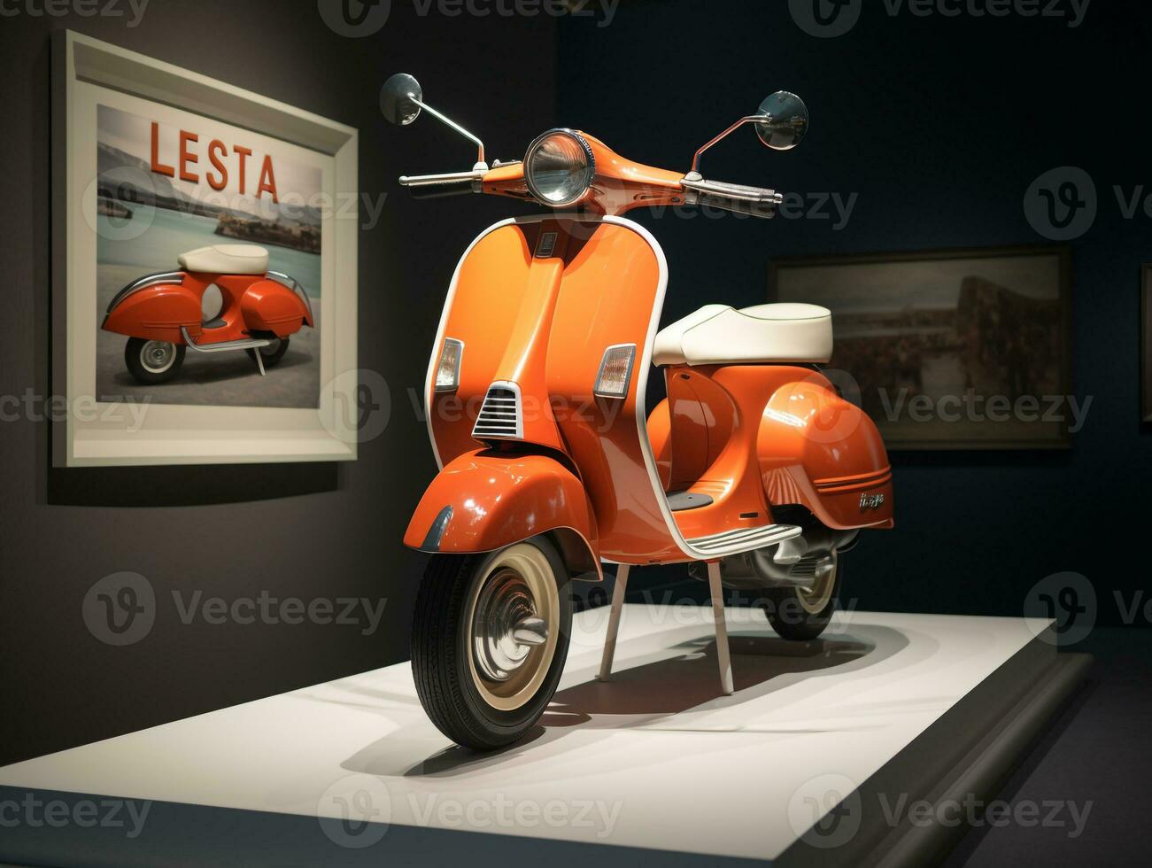 Vespa exhibition. Generative AI photo