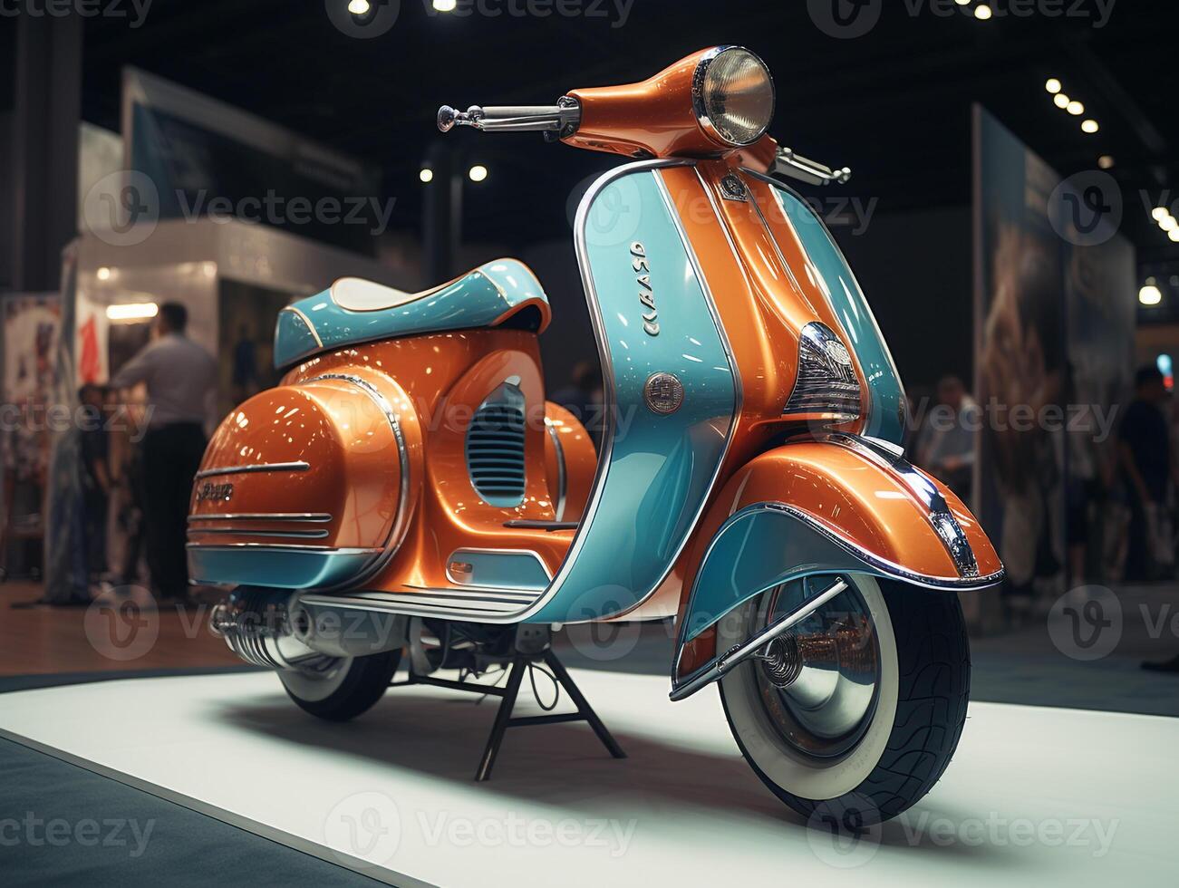 Vespa exhibition. Generative AI photo