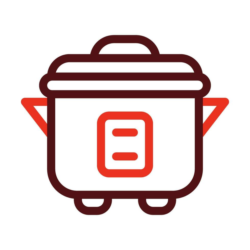 Crock Pot Vector Thick Line Two Color Icons For Personal And Commercial Use.