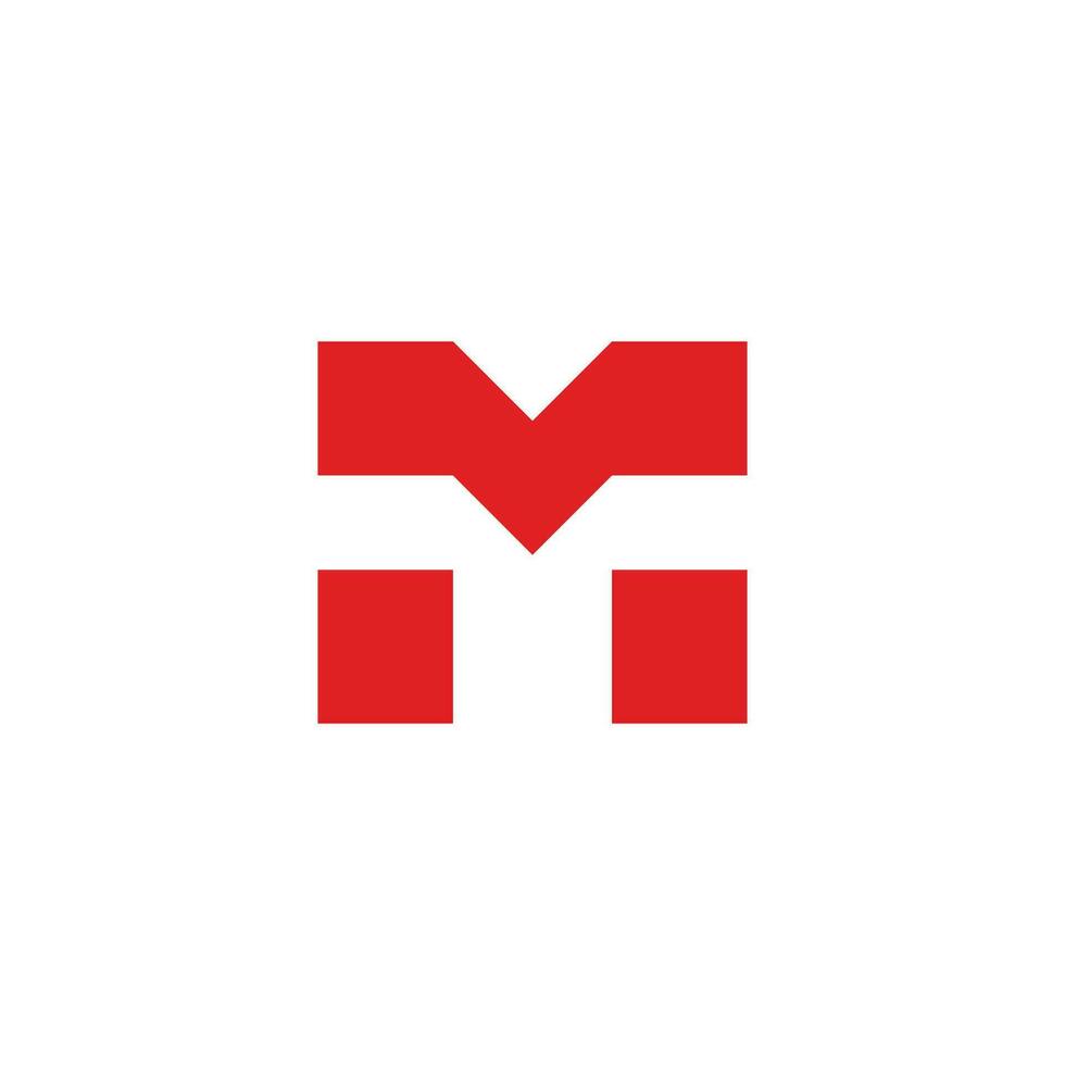 letter mt simple geometric negative space logo vector