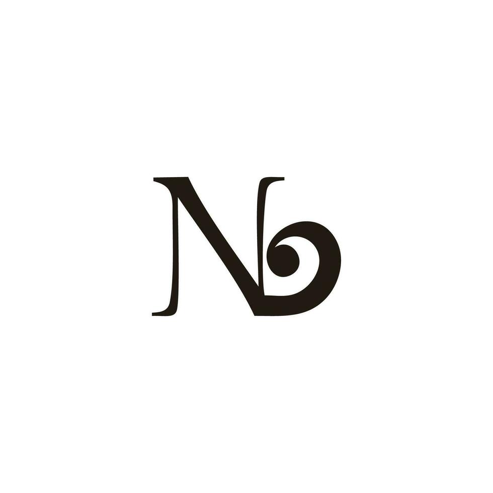 letter nb abstract loop spiral logo vector