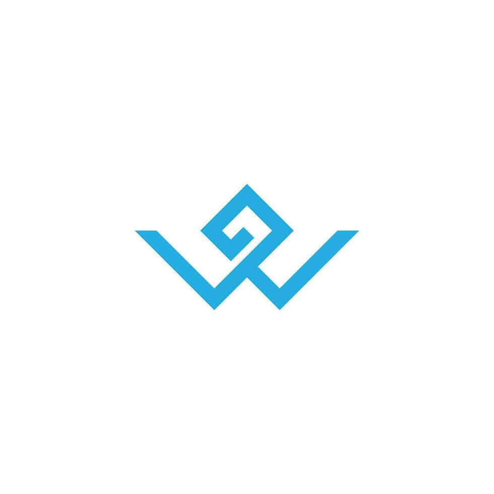 letter w blue diamond line logo vector