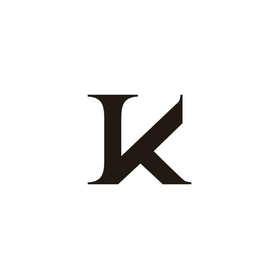 letter vk linked serif font logo vector
