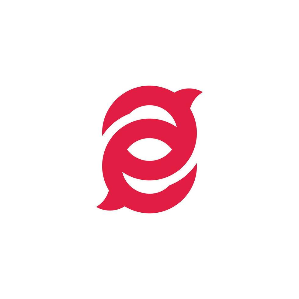 letter 2 e linked curves geometric logo vector