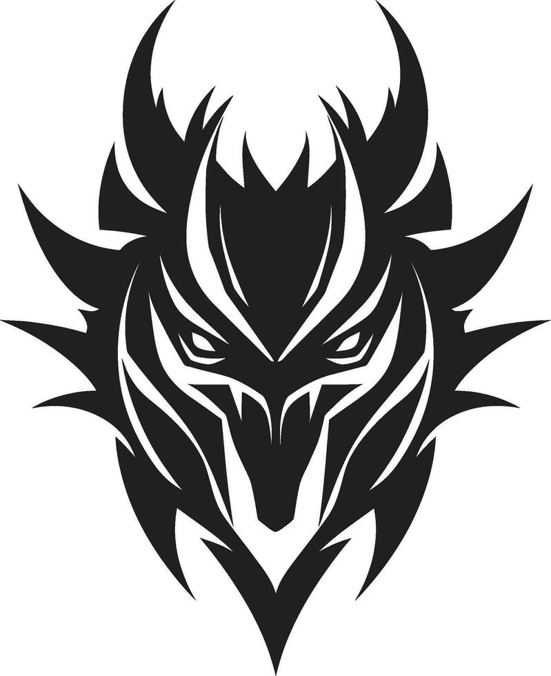 Inky Dragons Roar Black Vector Display of Power Fierce Elegance Monochrome Dragons Fiery Craft