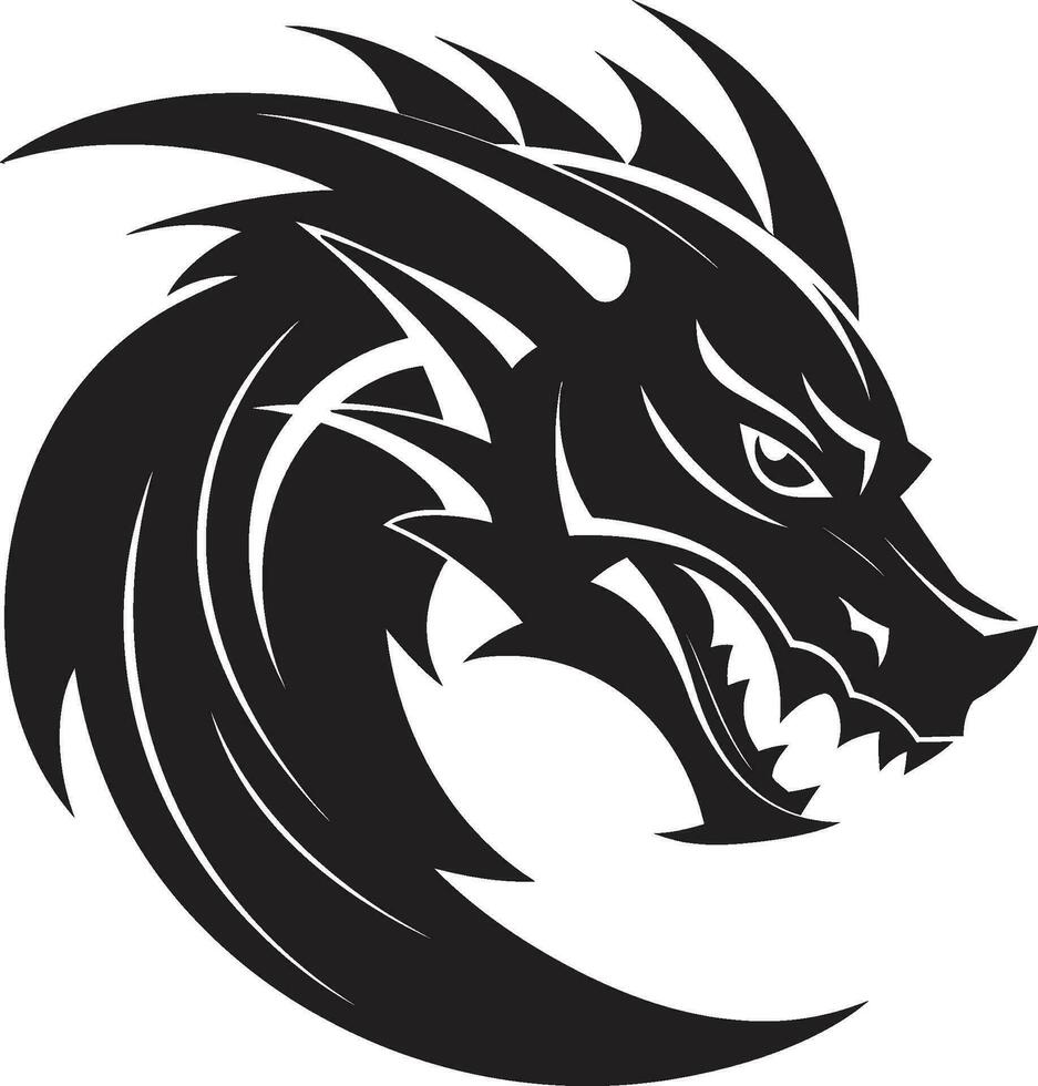 Mythical Power Black Dragons Majesty in Vector Form Monstrous Glory Monochrome Art of the Fearsome Dragon