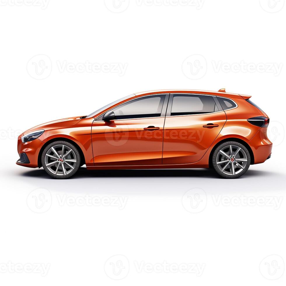 Hatchback car on white background. Generative AI photo