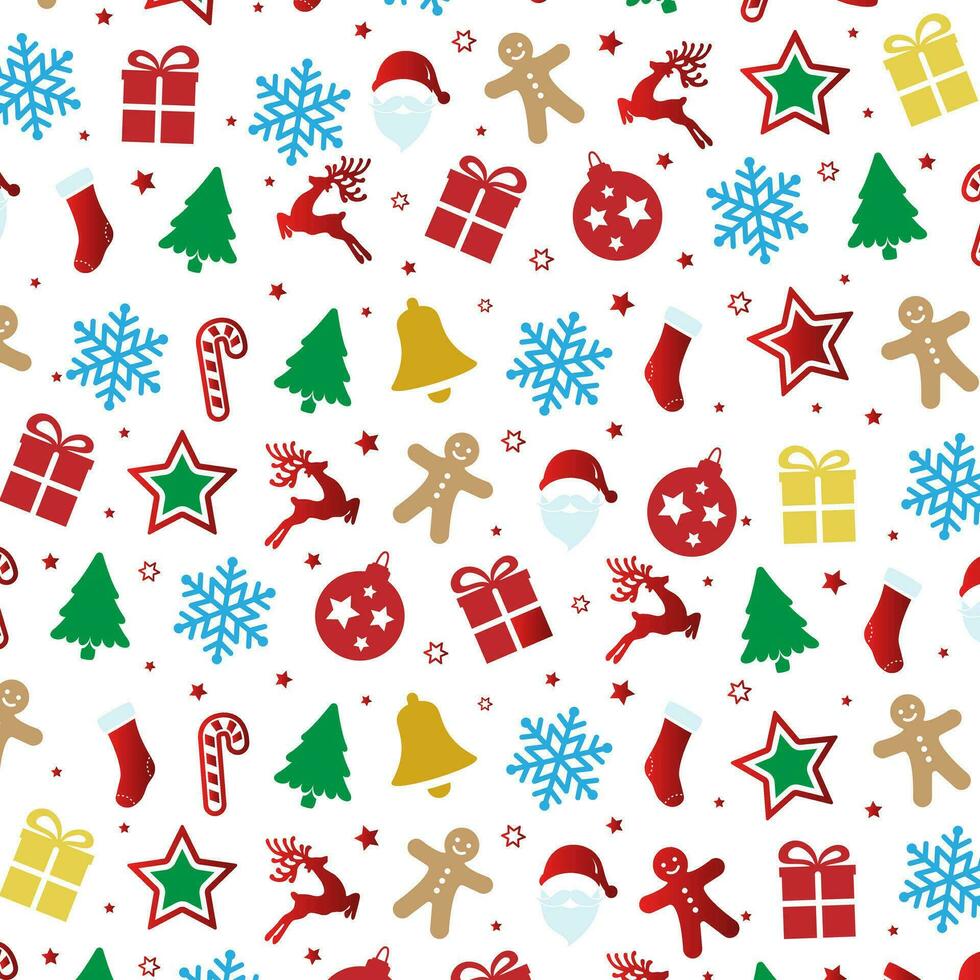 Christmas Colorful Icons Pattern Background vector