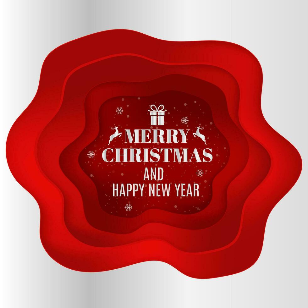 Red Paper Cut Art Christmas Design vector