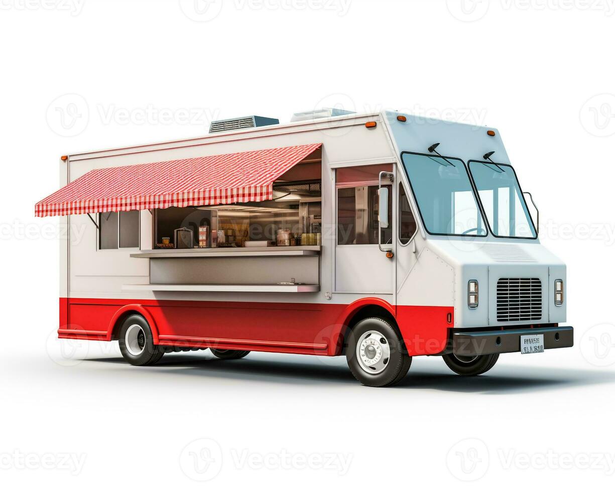 Food Truck on white background. Generative AI photo