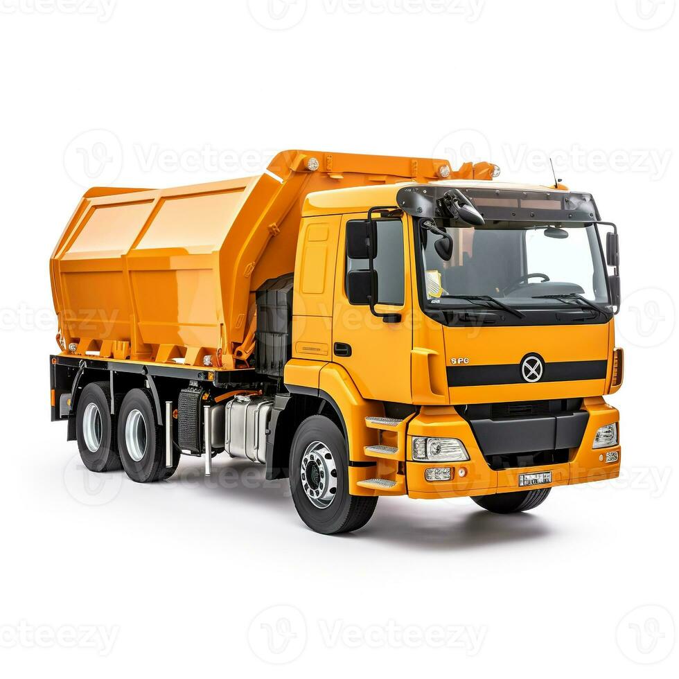 Garbage Truck on white background. Generative AI photo