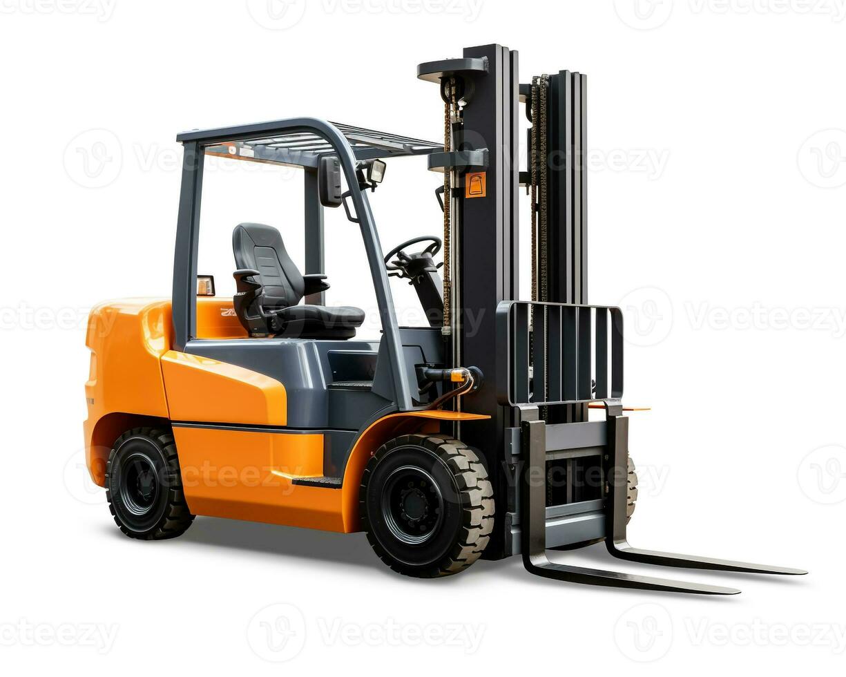 Forklift on white background. Generative AI photo