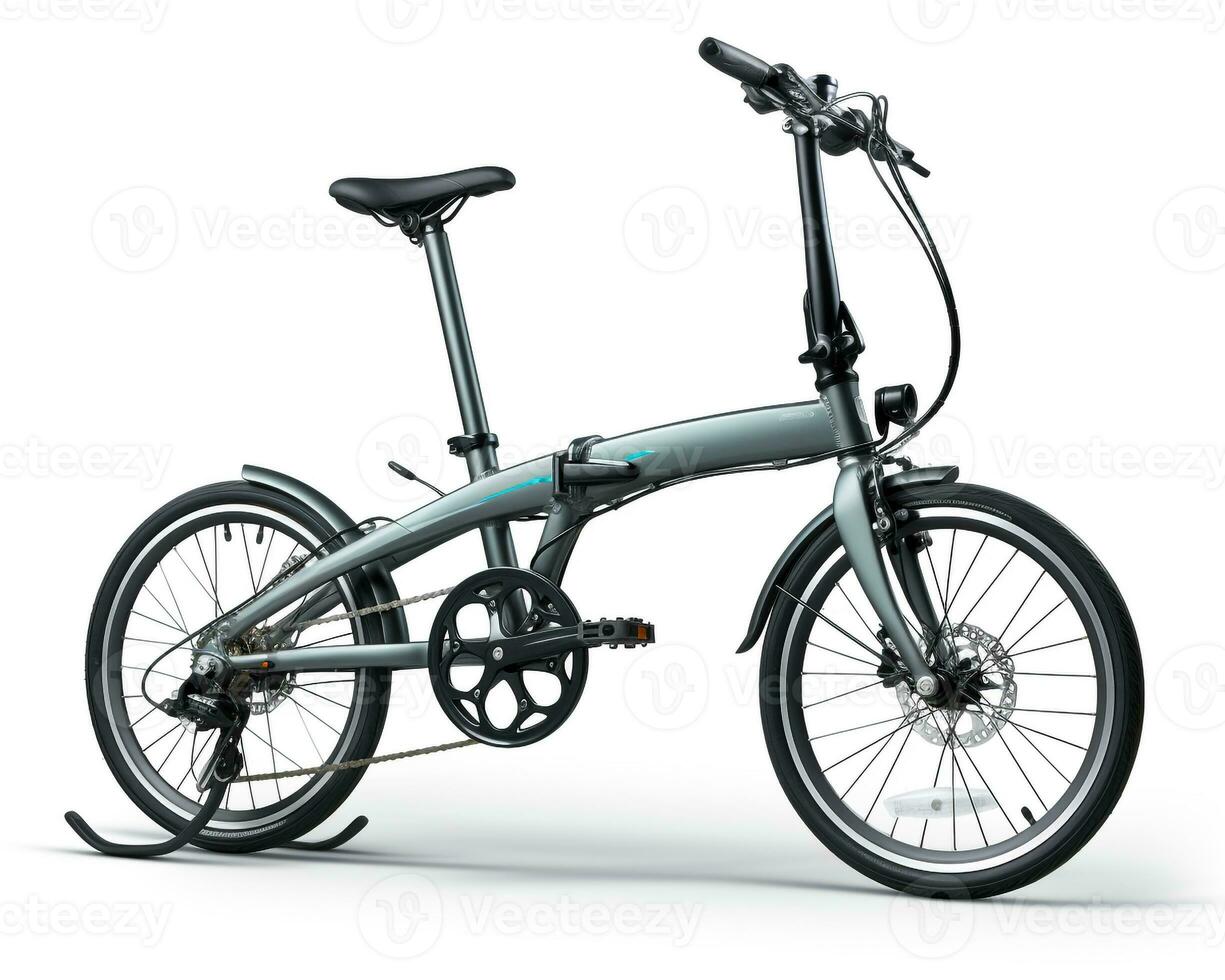 Folding Bike on white background. Generative AI photo