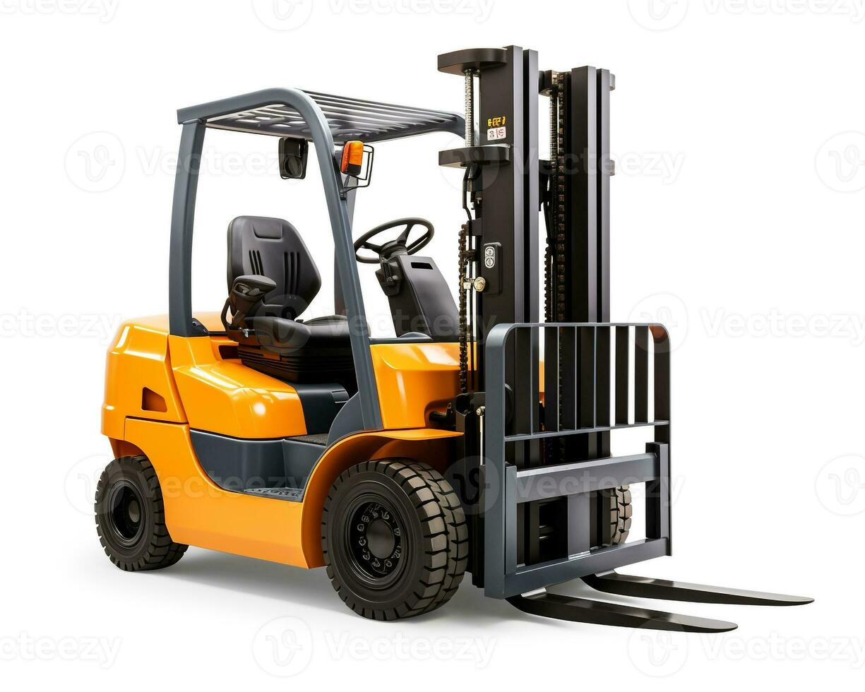 Forklift on white background. Generative AI photo