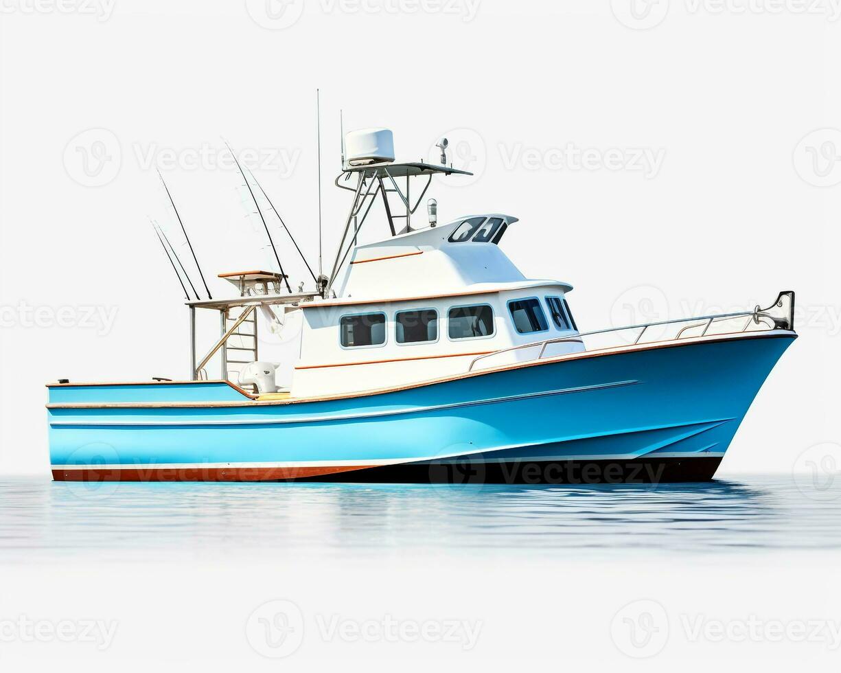 Fishing Boat on white background. Generative AI photo