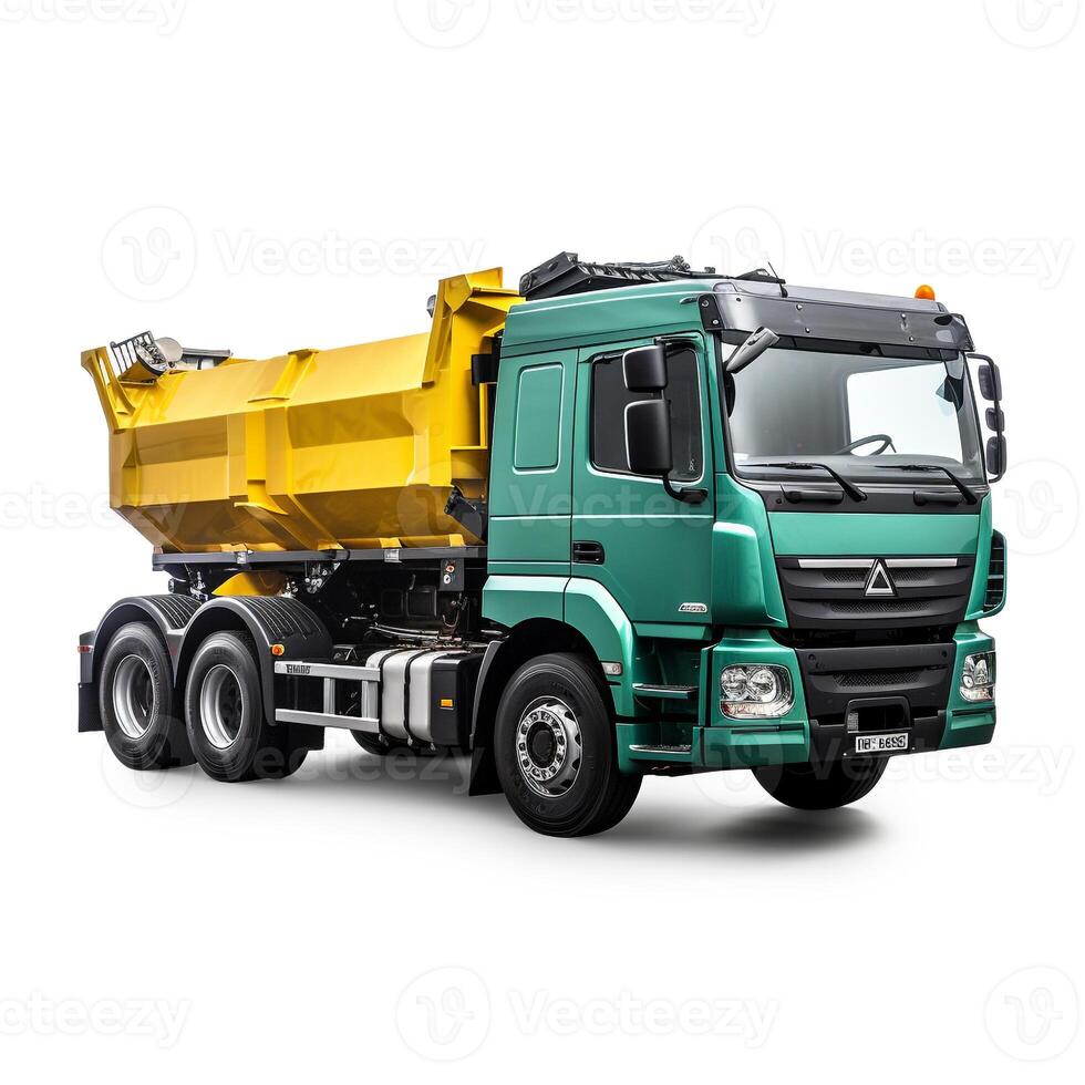 Garbage Truck on white background. Generative AI photo