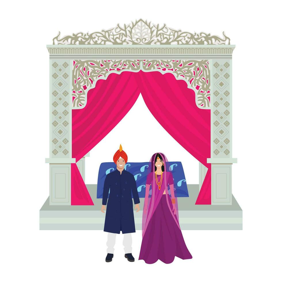 Anand Karaj sikh wedding ceremony couple in mayra vector