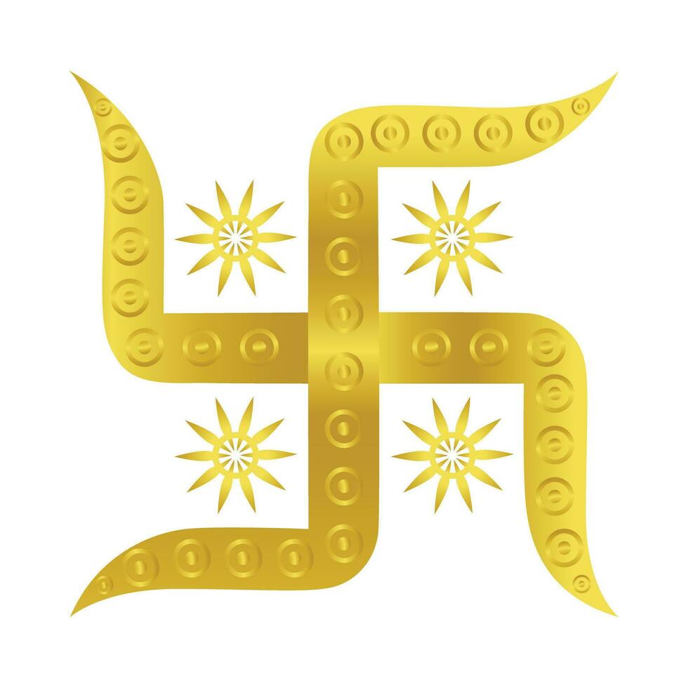 Swastika symbol in gold color vector