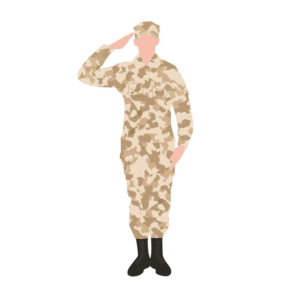 Salute soldier, saluting army soldier, saluting male army soldier vector