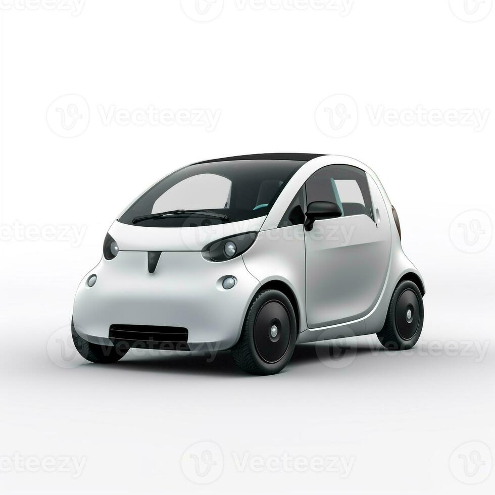 Electric car on white background. Generative AI photo