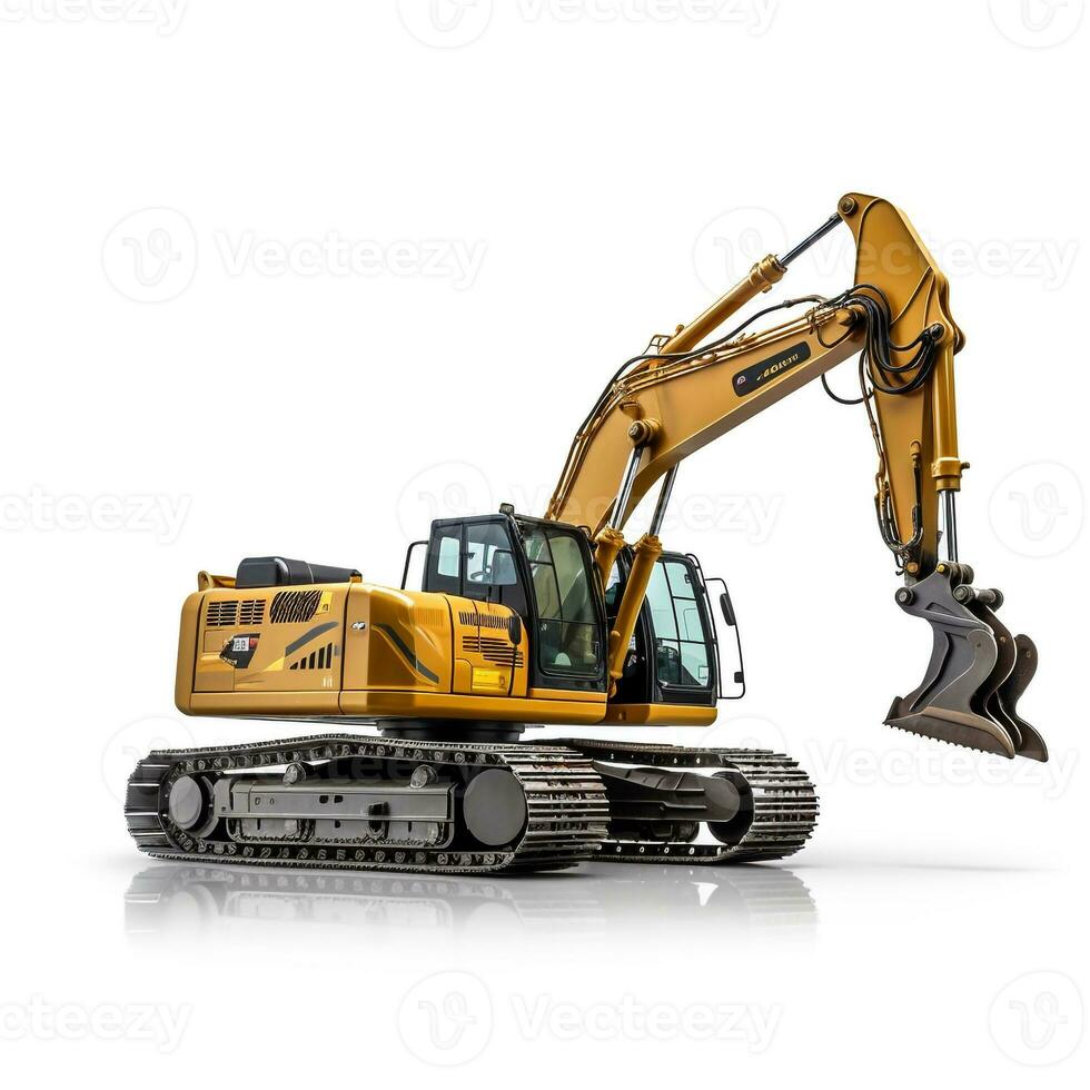 Excavator on white background. Generative AI photo