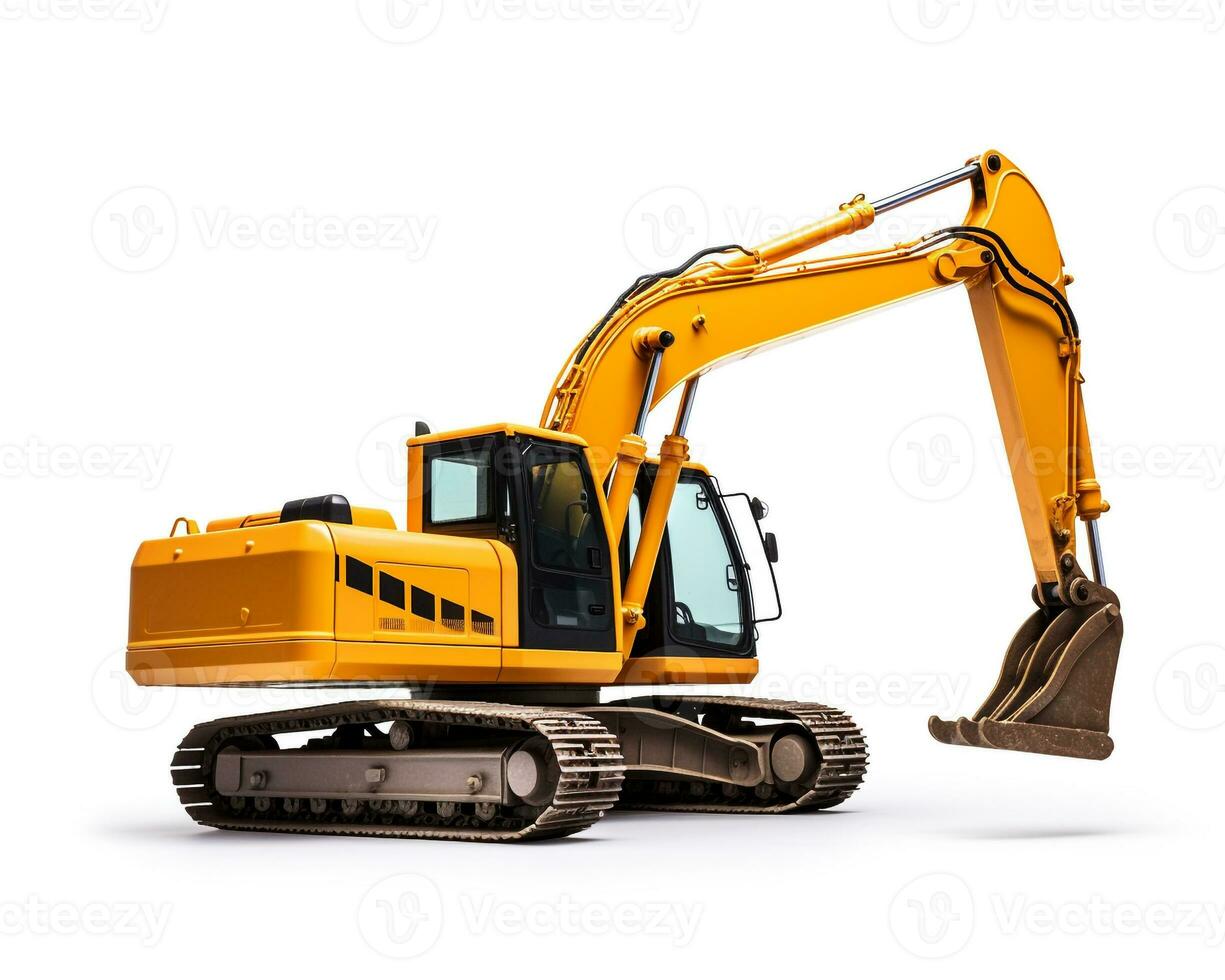 Excavator on white background. Generative AI photo