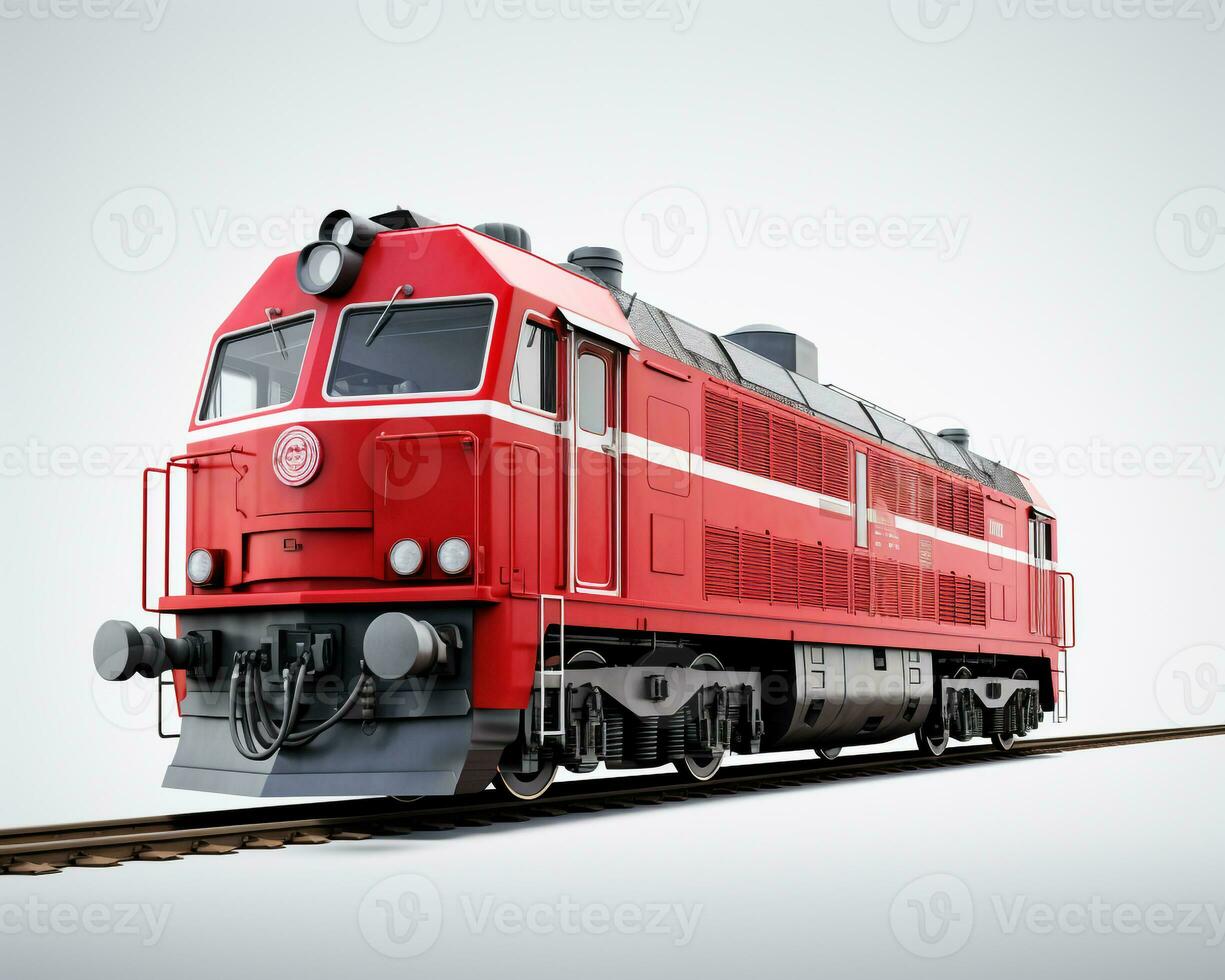 Diesel Locomotive on white background. Generative AI photo