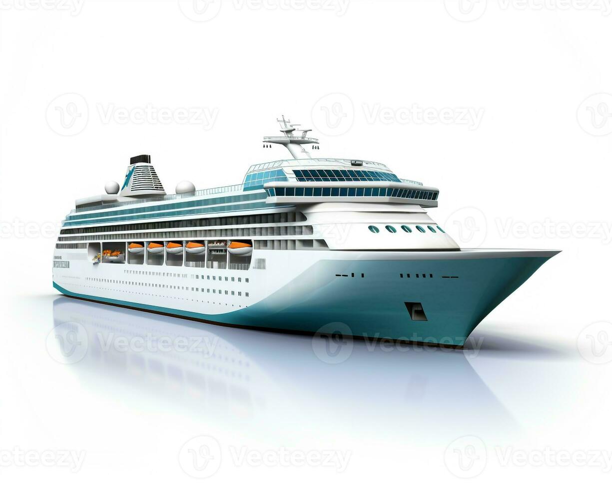 Cruise Liner on white background. Generative AI photo