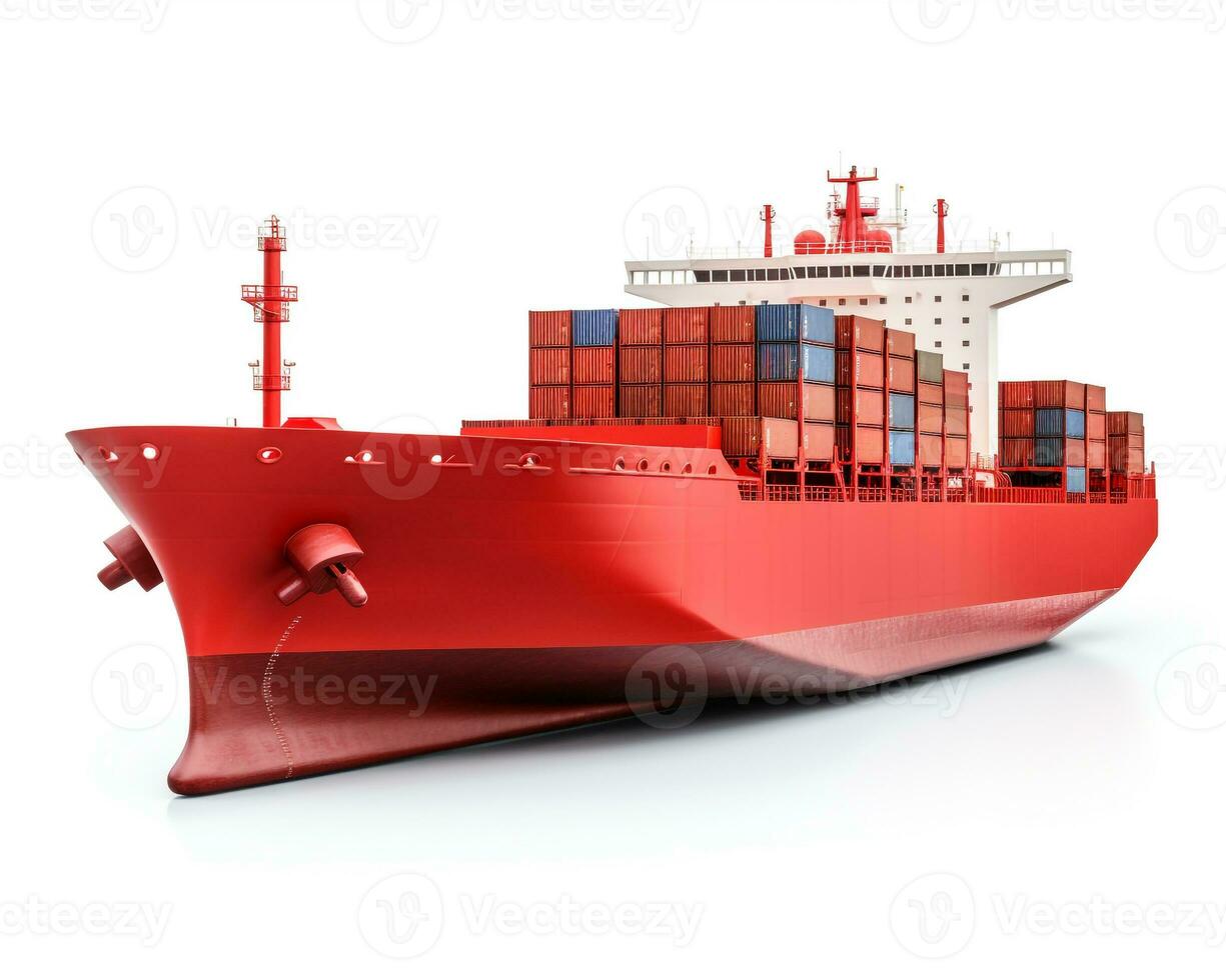Container Ship on white background. Generative AI photo