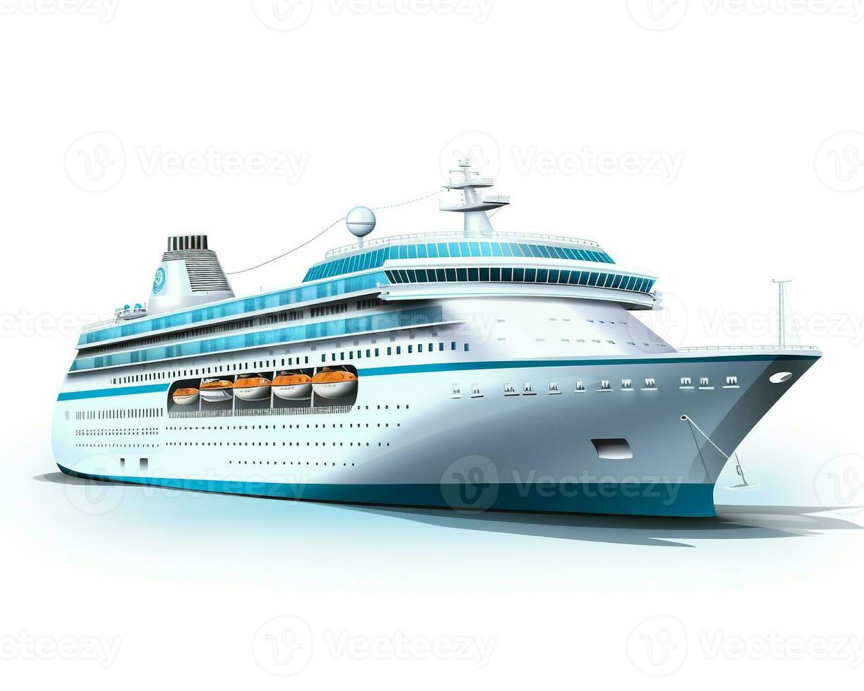 Cruise Liner on white background. Generative AI photo