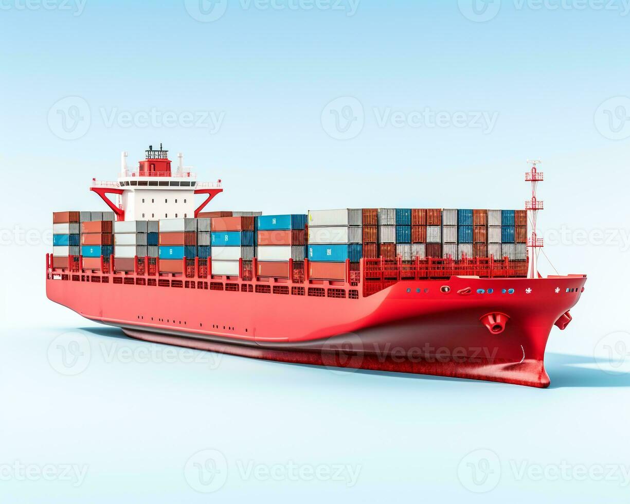 Container Ship on white background. Generative AI photo