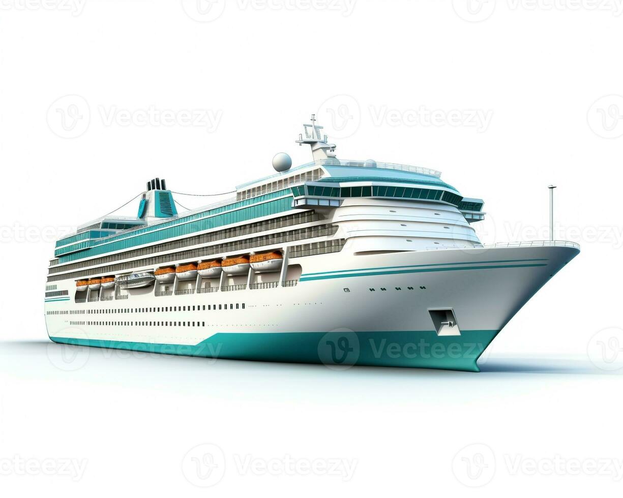Cruise Liner on white background. Generative AI photo