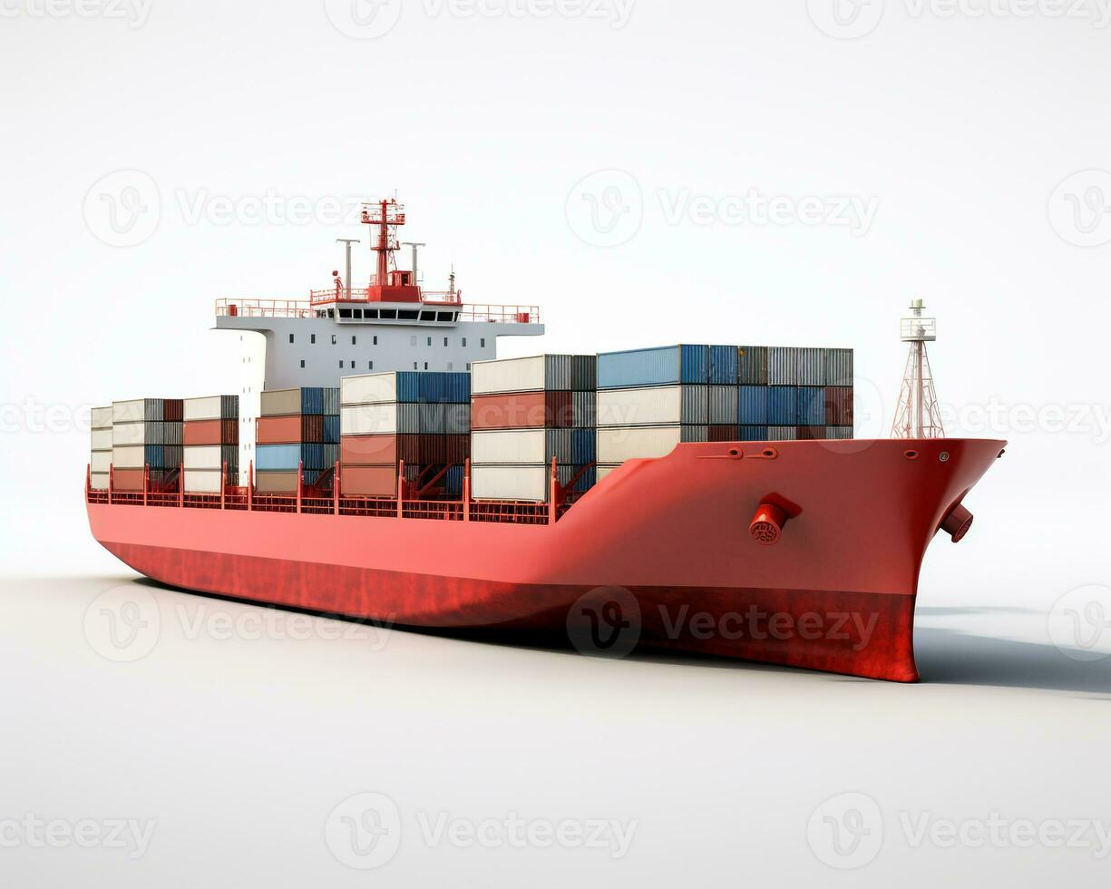 Container Ship on white background. Generative AI photo